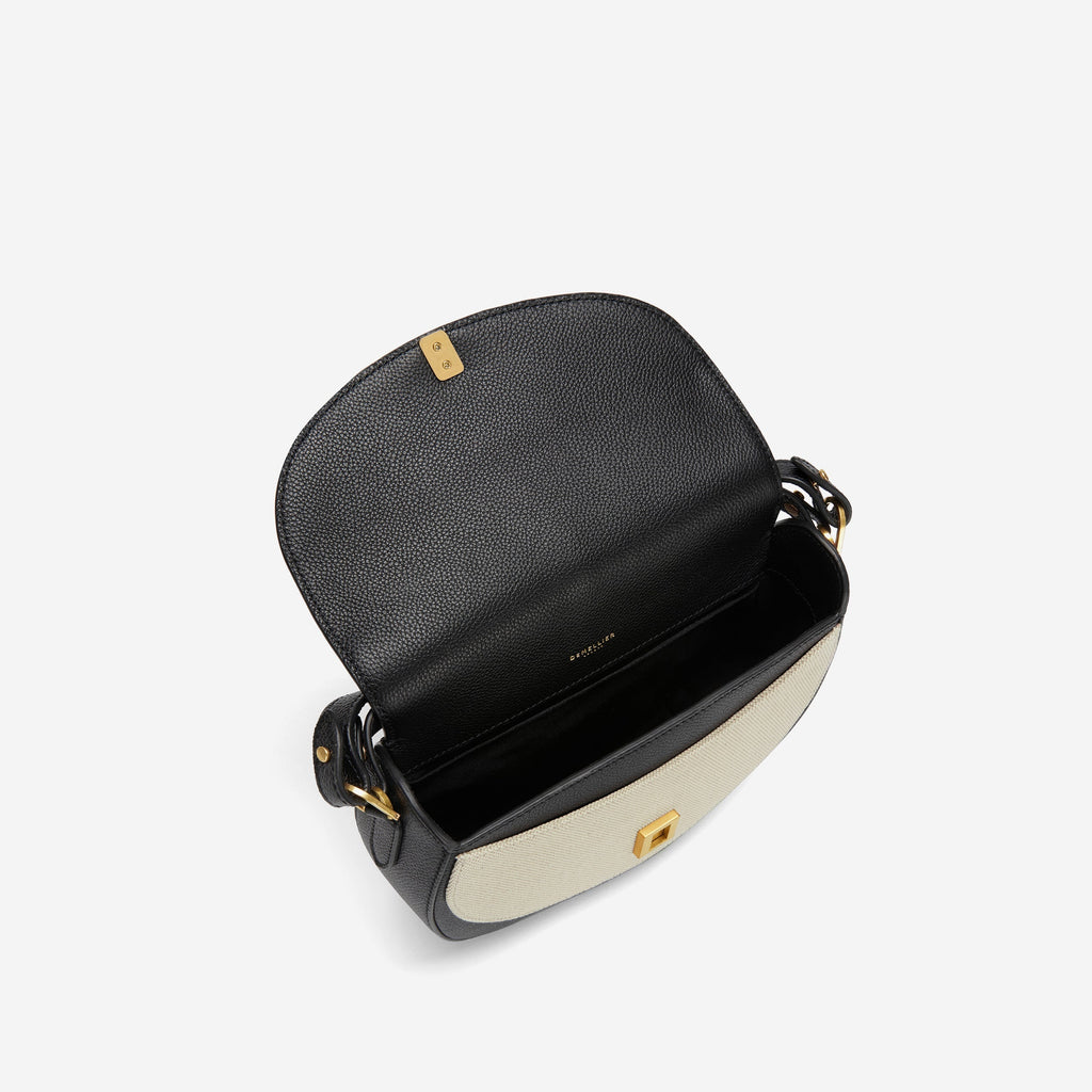 DeMellier The Siena Saddle salt & pepper canvas black small grain