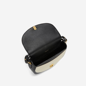 DeMellier The Siena Saddle salt & pepper canvas black small grain