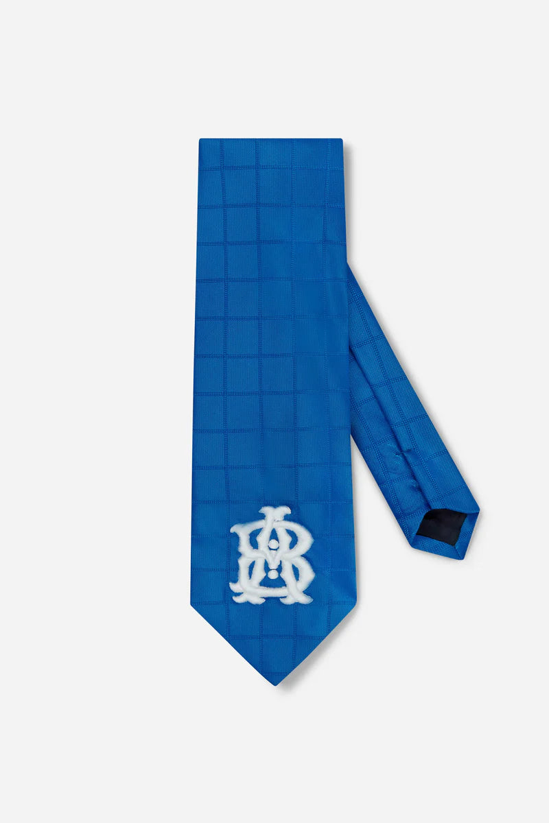 Vintage silk monogram tie - Blue