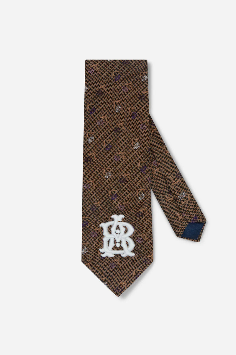 Vintage silk monogram tie