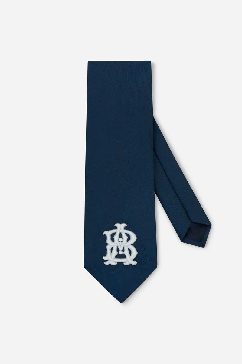 Vintage silk monogram tie - Navy