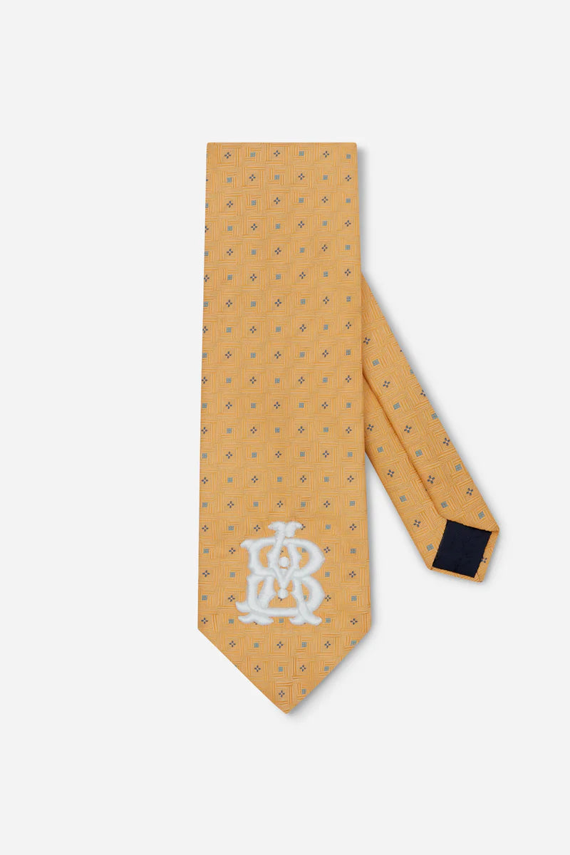 Vintage silk monogram tie - Yellow