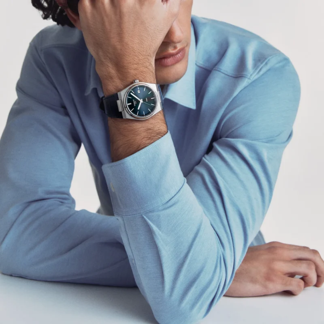 Tissot PRX Blue Dial 40mm Stainless Steel Quartz Watch with Rubber Strap