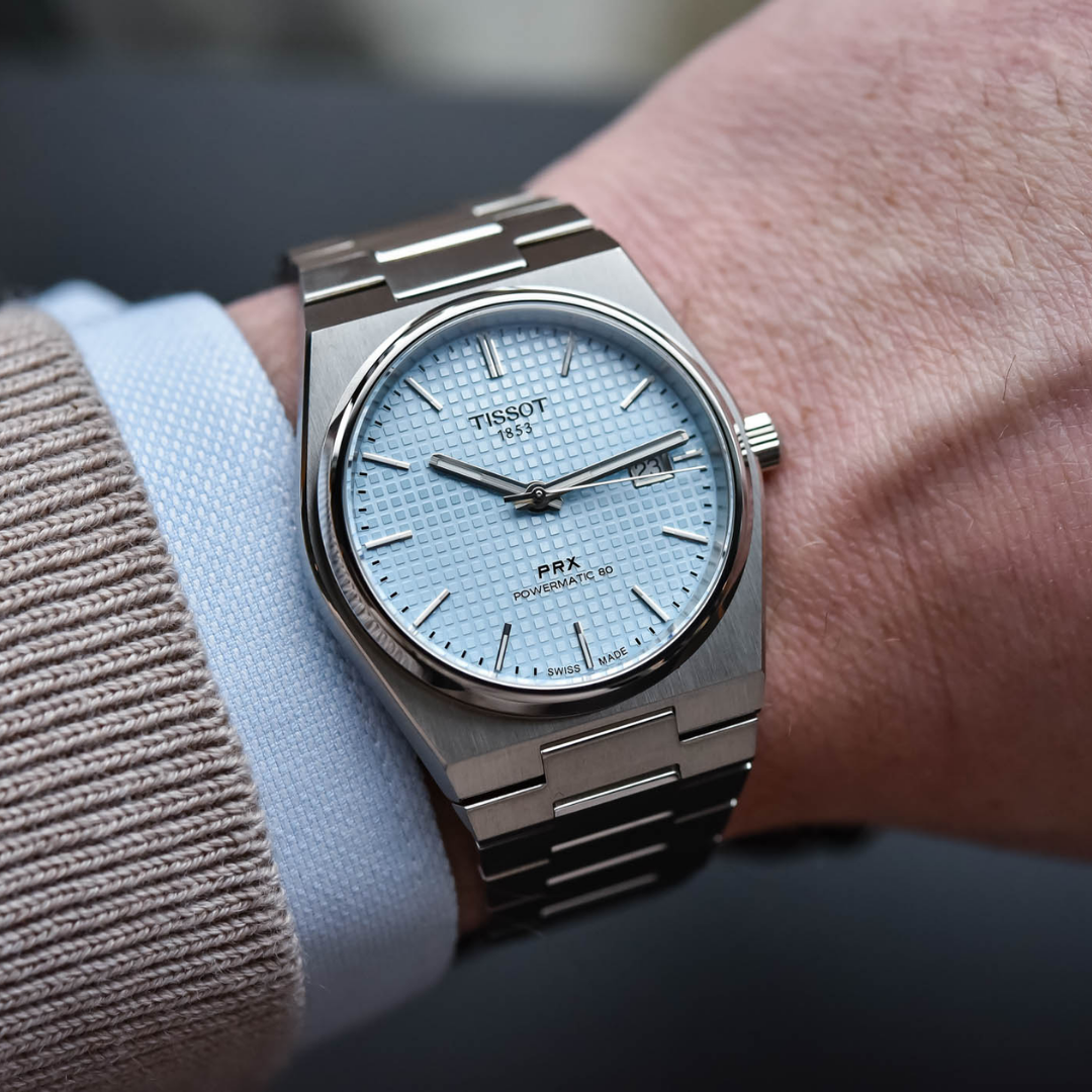 Tissot PRX Powermatic 80 40mm Ice Blue Dial Grey Stainless Steel Automatic Watch