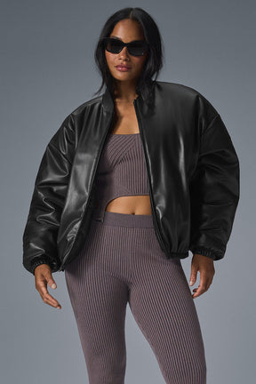 Faux Leather Premier Bomber