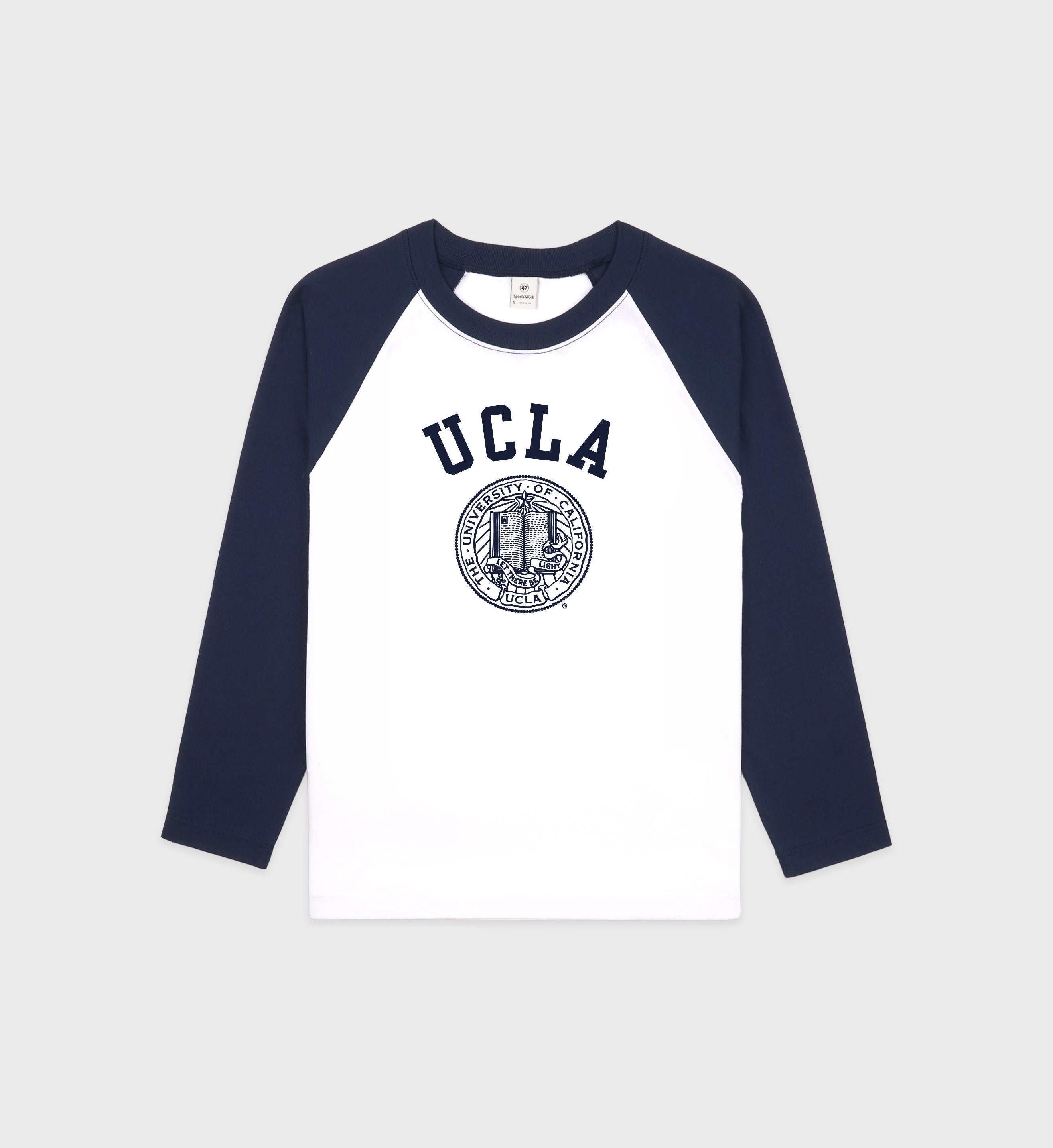 UCLA Crest Baseball Tee - White/Navy