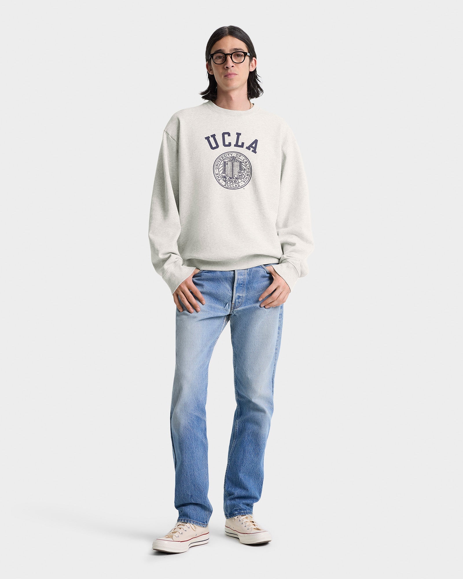 UCLA Crest Crewneck - Heather Gray/Navy