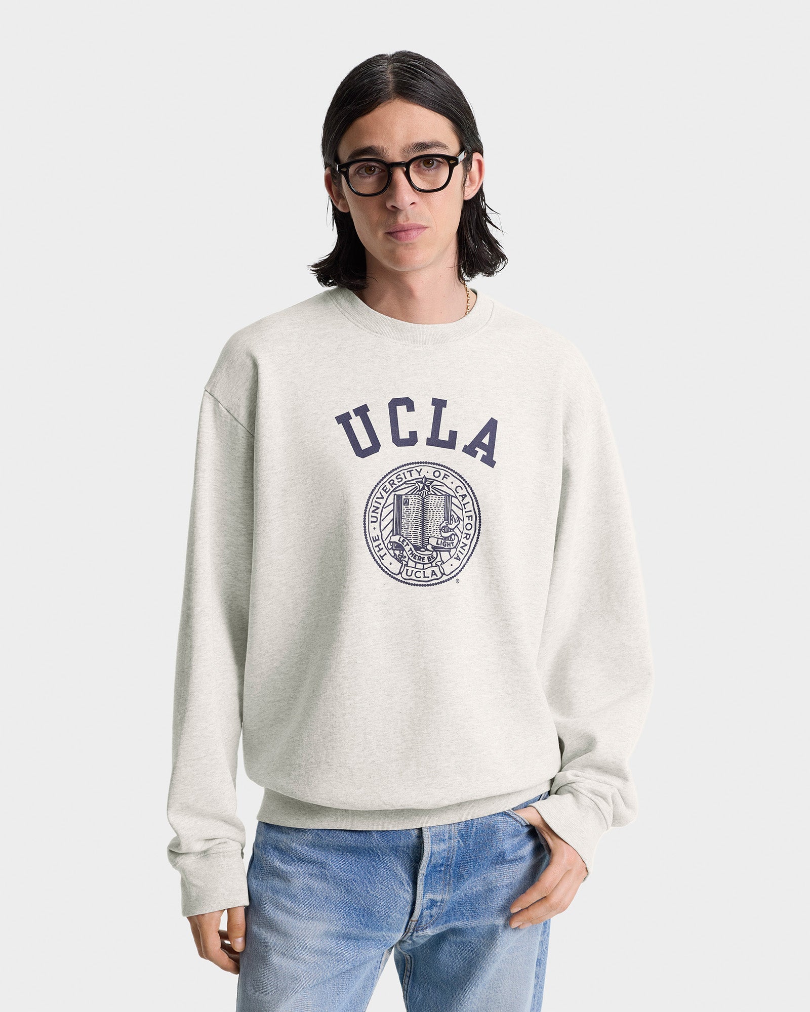 UCLA Crest Crewneck - Heather Gray/Navy