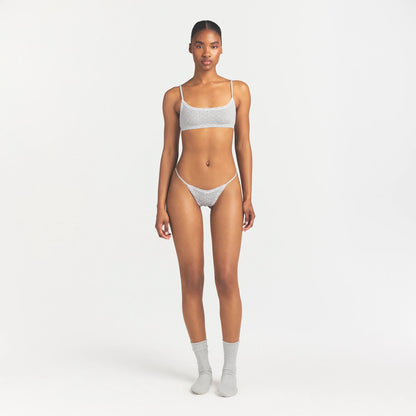 Lightweight Cotton Pointelle Lace String Thong
