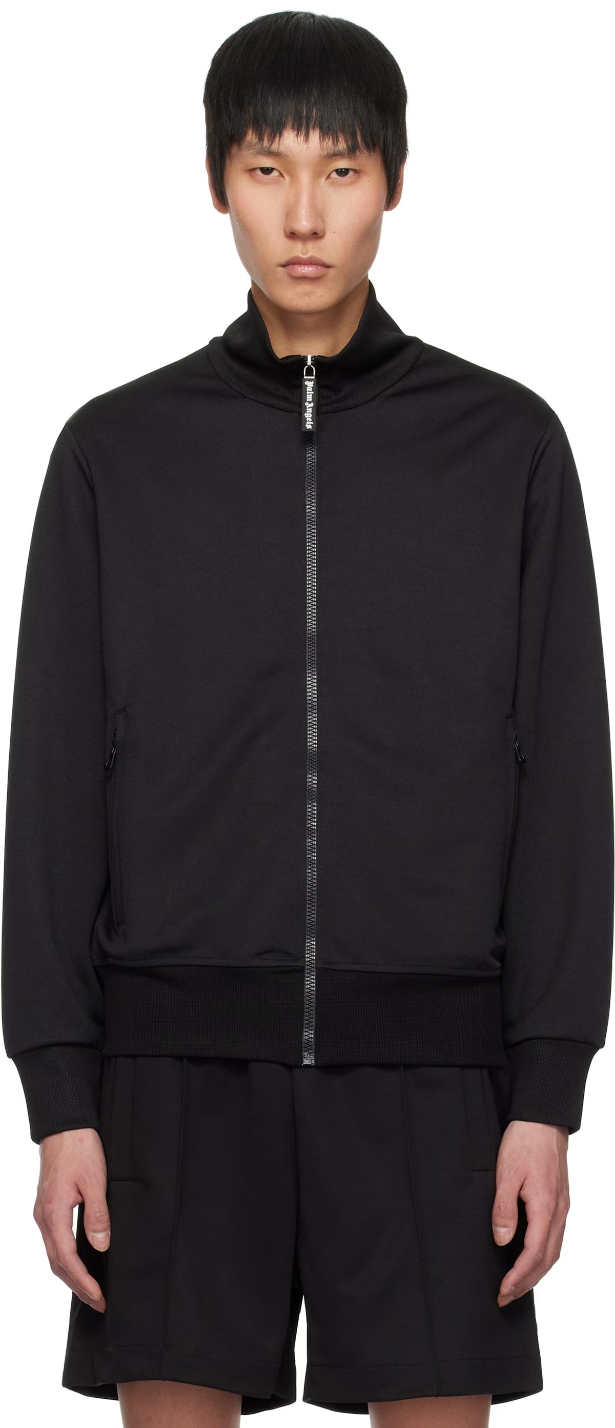 Black Curved Logo Track Jacket