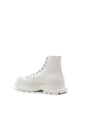 ALEXANDER MCQUEEN Tread Slick Canvas Lace-Up Boots in White
