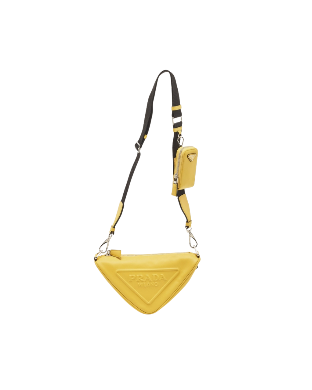 Prada Yellow/Black Leather Triangle Shoulder Bag