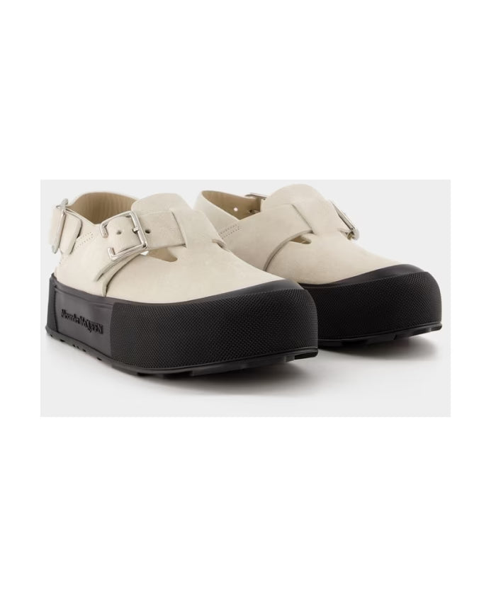 Multicolored Oversize Flat Leather Shoes