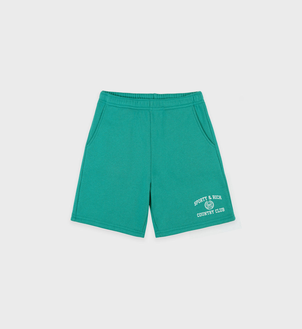 Varsity Crest Soft Gym Short - Spring Green/White