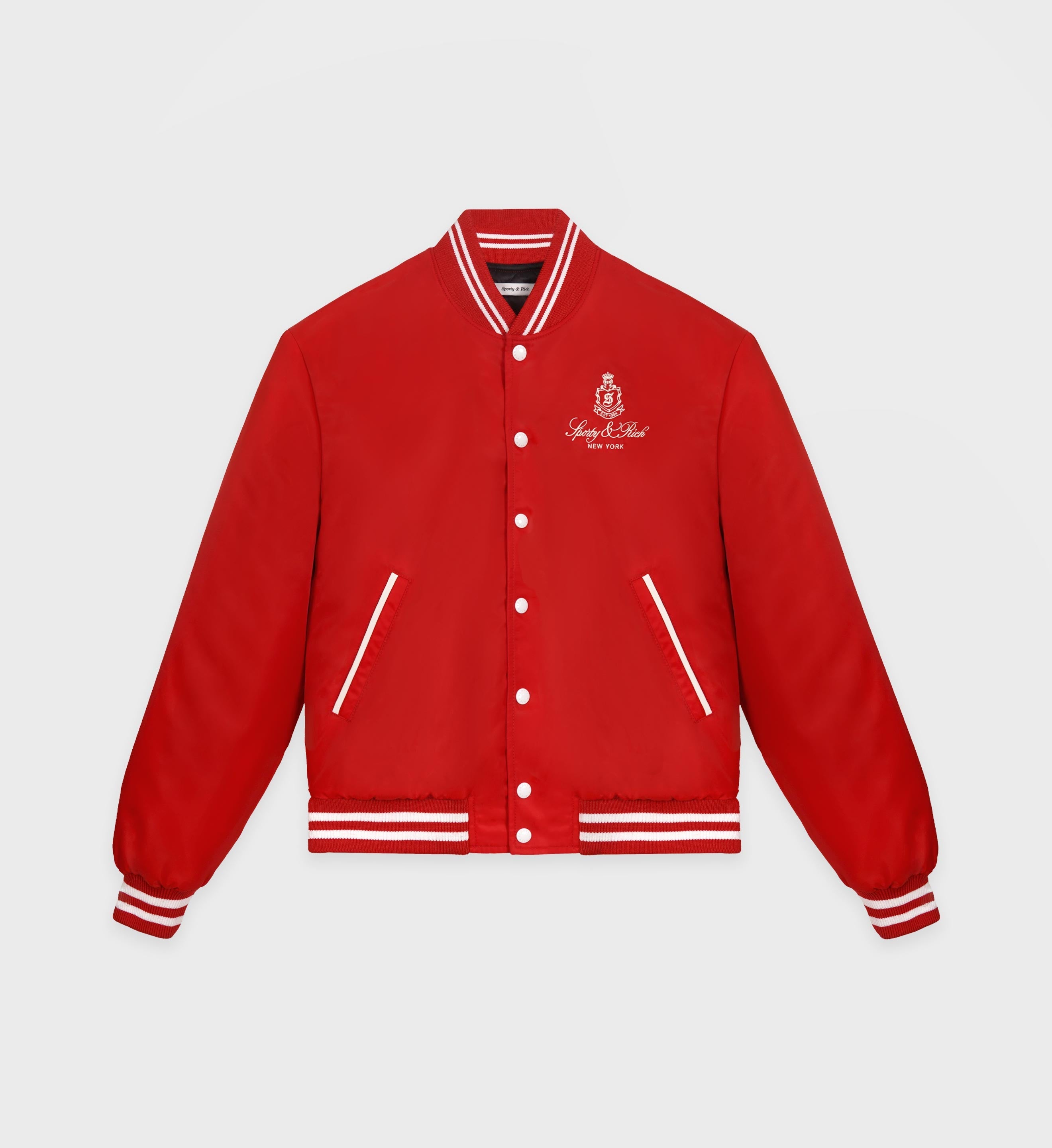 Vendome Nylon Varsity Jacket - Fire Red/White