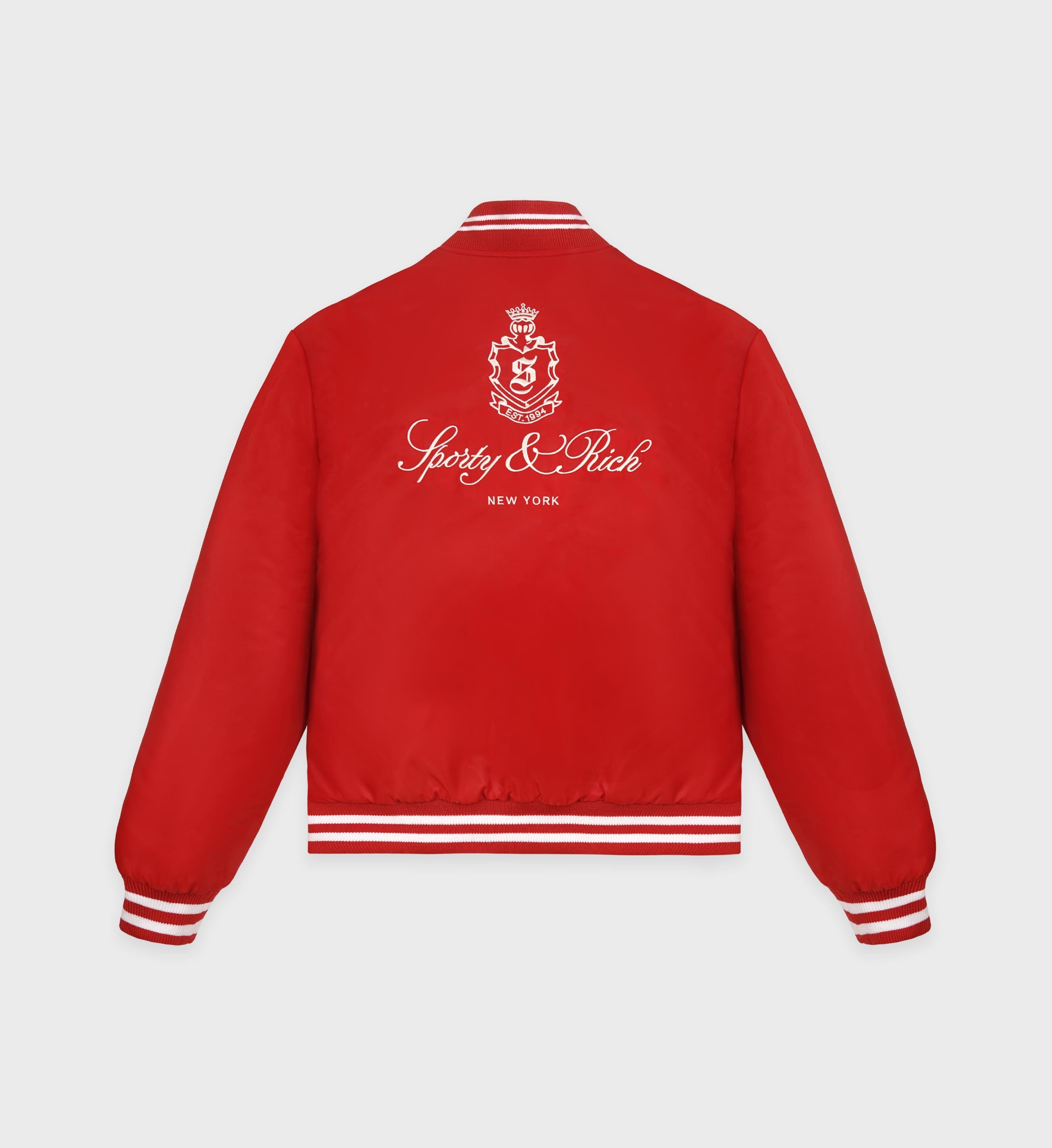 Vendome Nylon Varsity Jacket - Fire Red/White