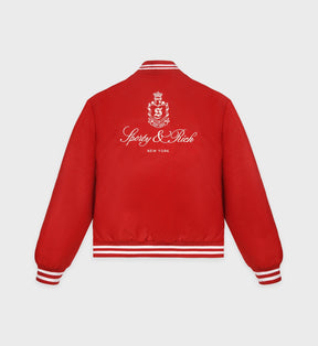 Vendome Nylon Varsity Jacket - Fire Red/White