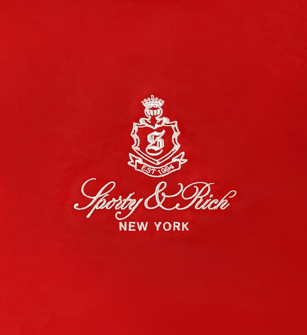 Vendome Nylon Varsity Jacket - Fire Red/White