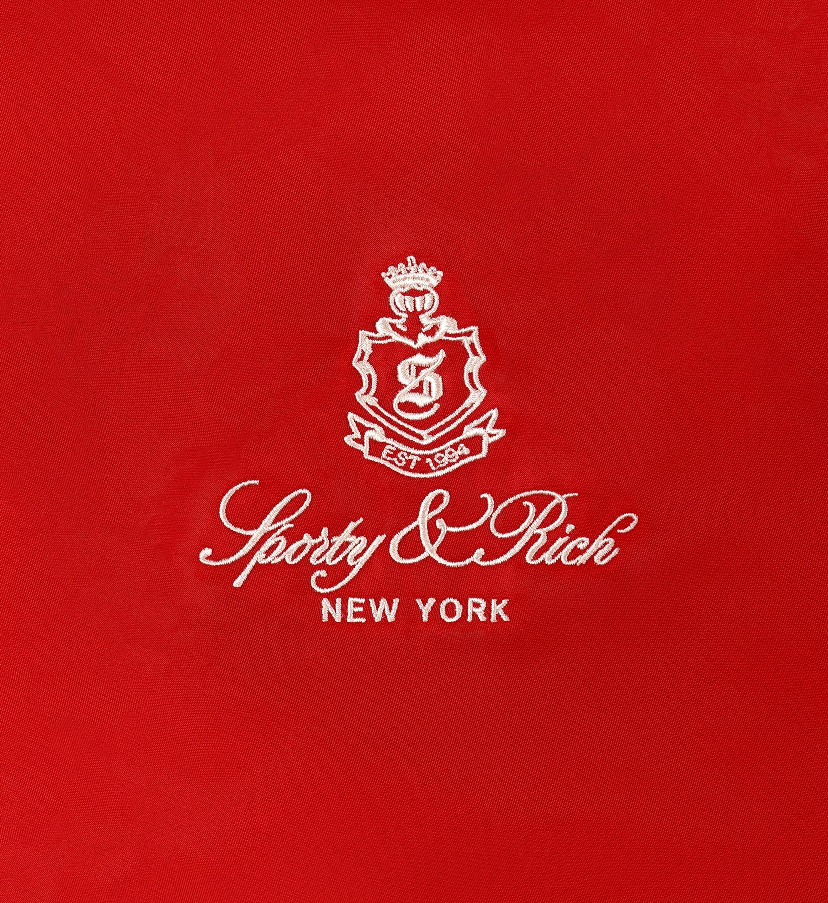 Vendome Nylon Varsity Jacket - Fire Red/White