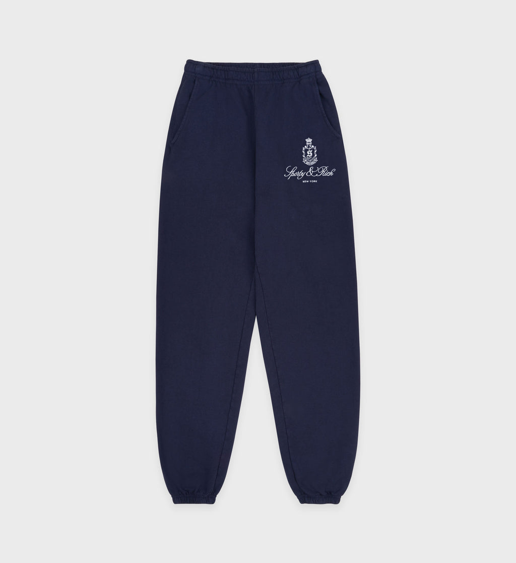 Vendome Embroidered Sweatpant - Navy/White