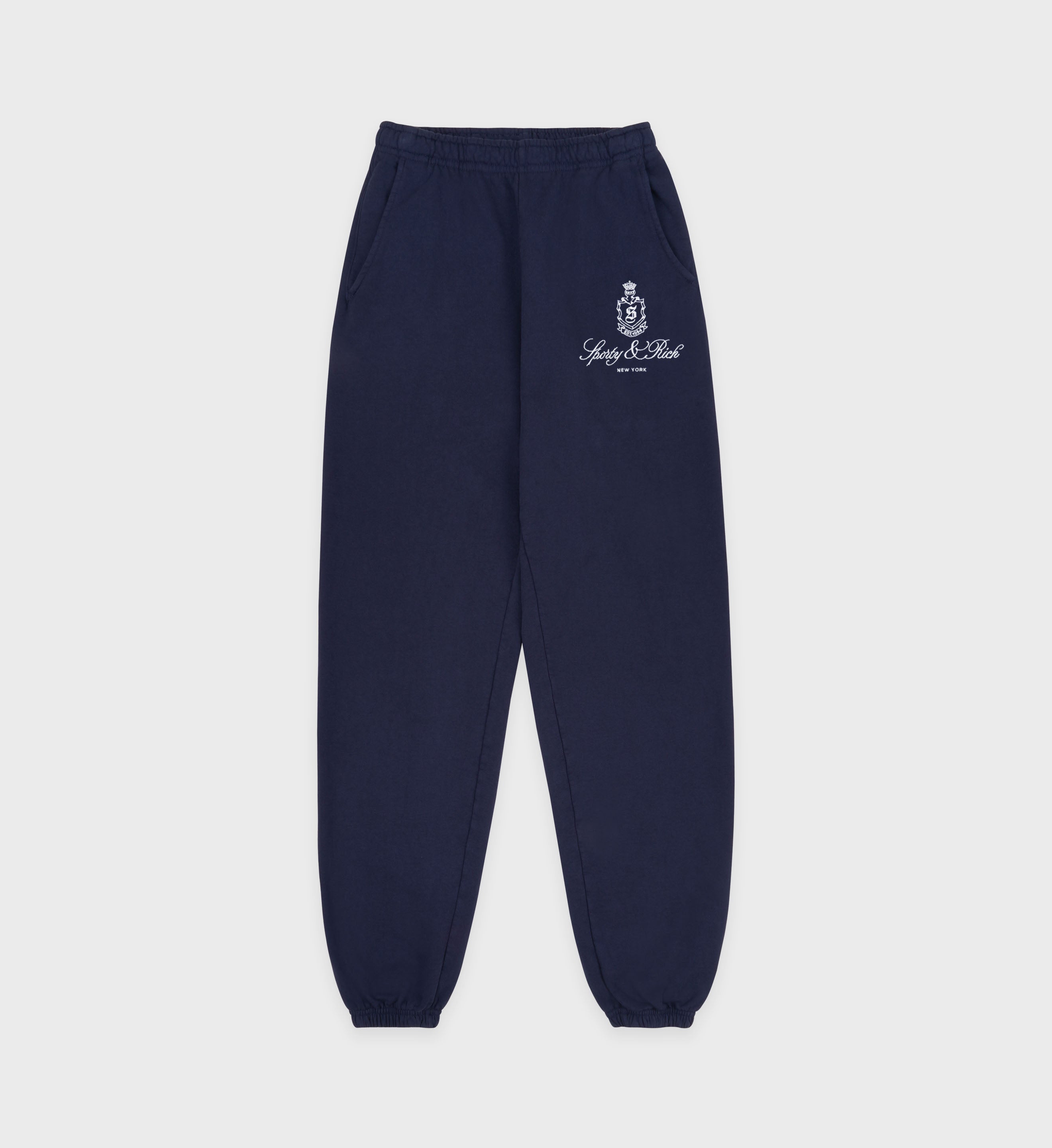 Vendome Embroidered Sweatpant - Navy/White