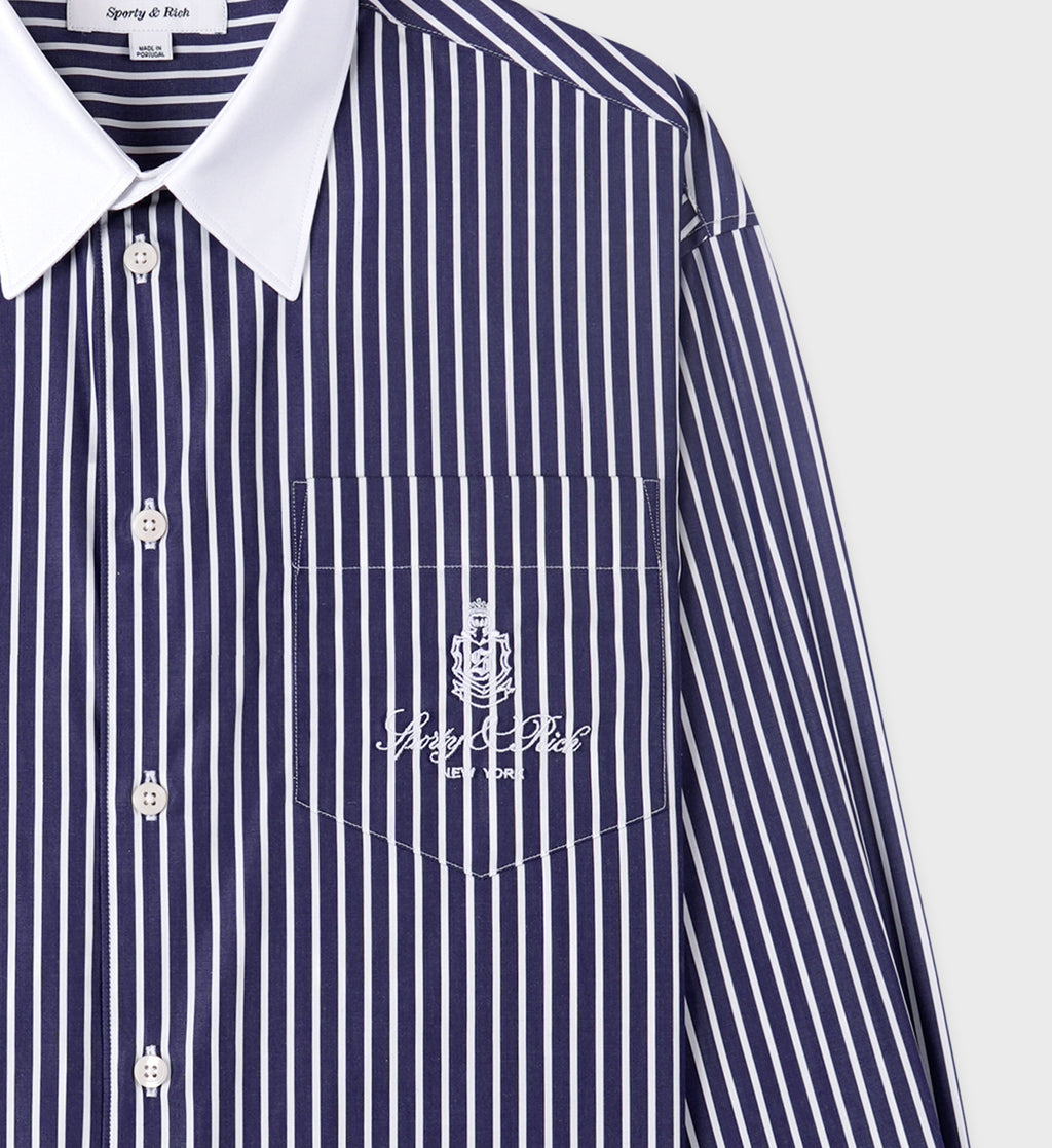Vendome Oversized Shirt - Blue Striped/White