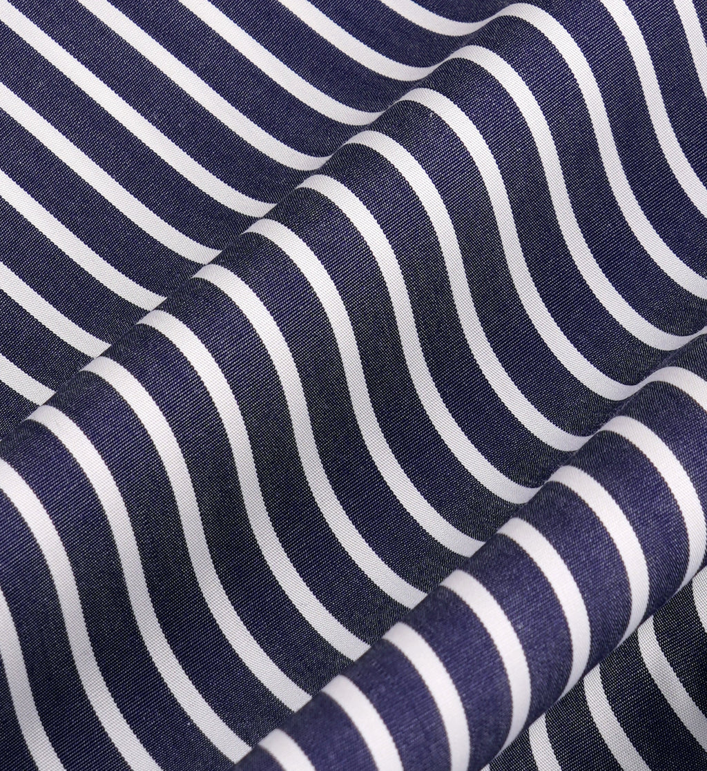 Vendome Oversized Shirt - Blue Striped/White