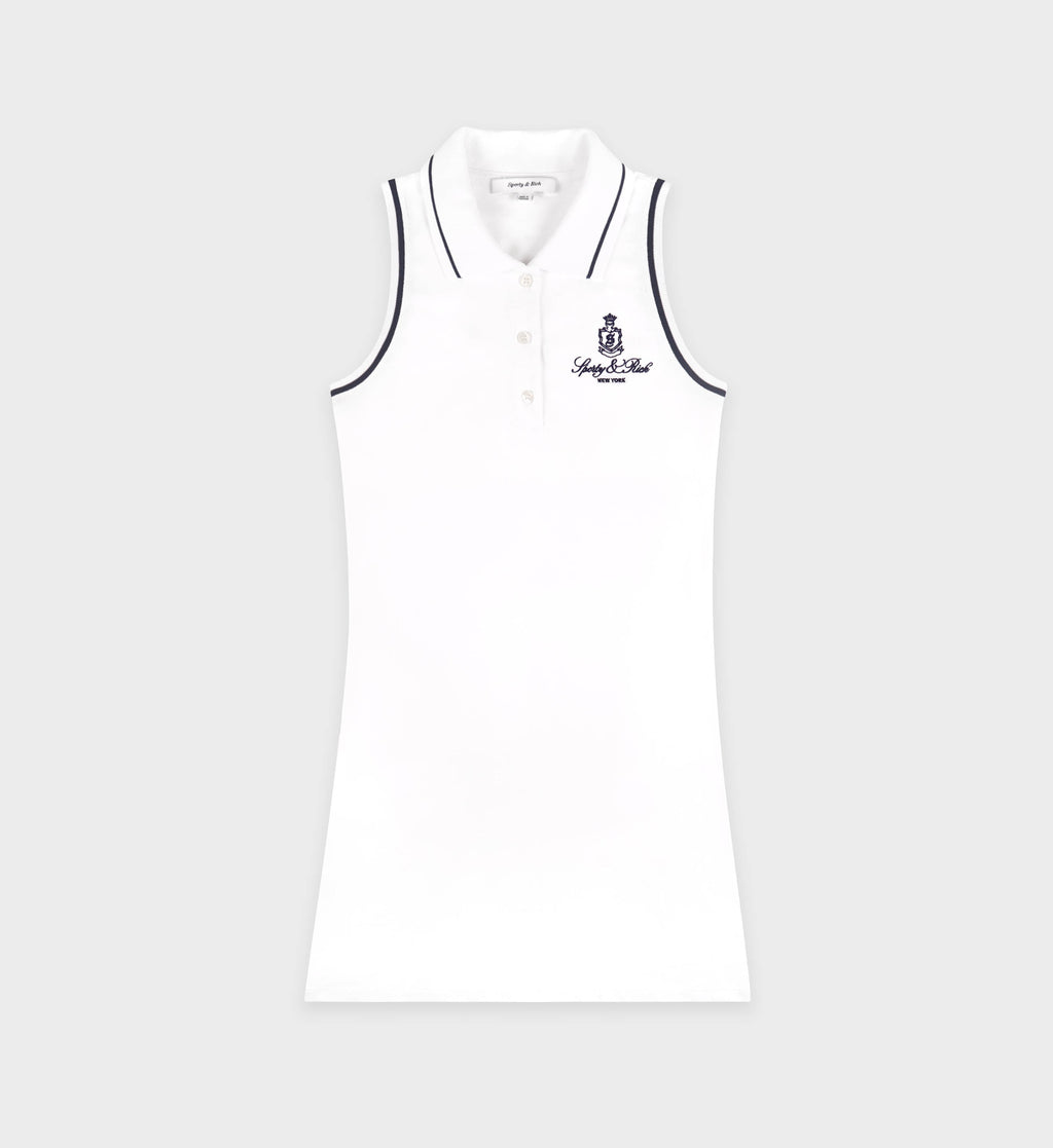 Vendome Pique Polo Dress - White/Navy