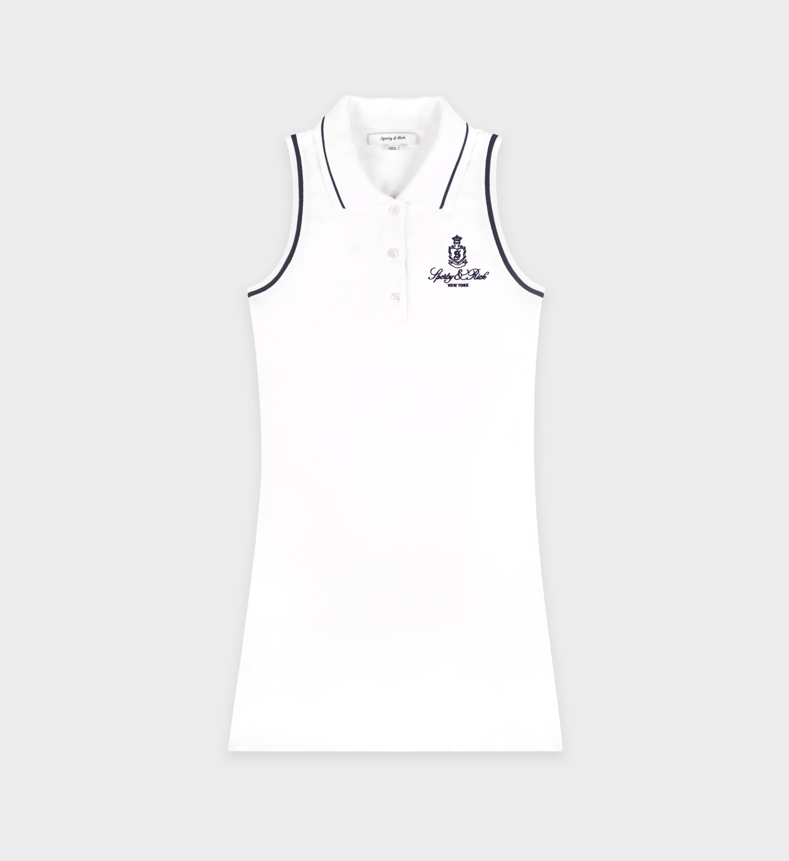 Vendome Pique Polo Dress - White/Navy