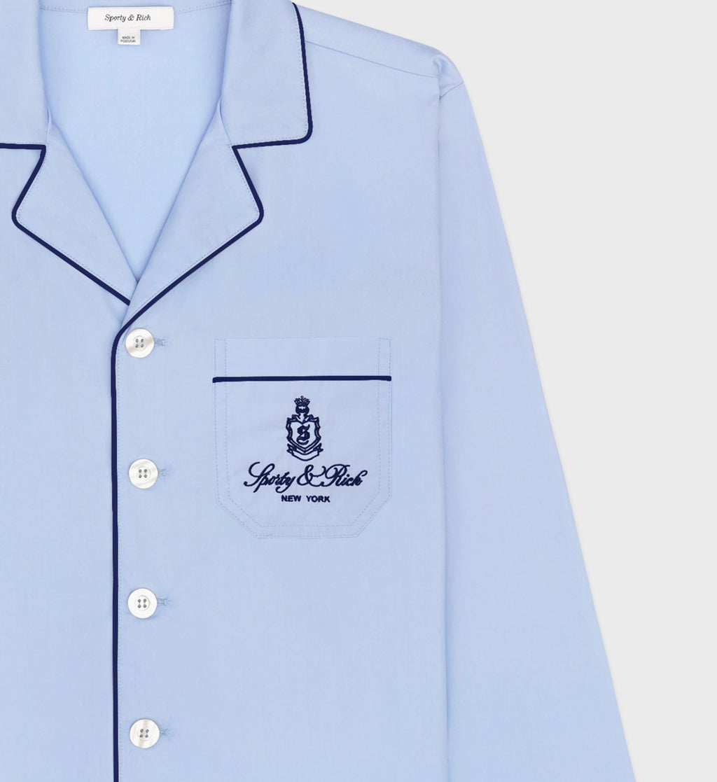 Vendome Pyjama Shirt - Ciel/Navy