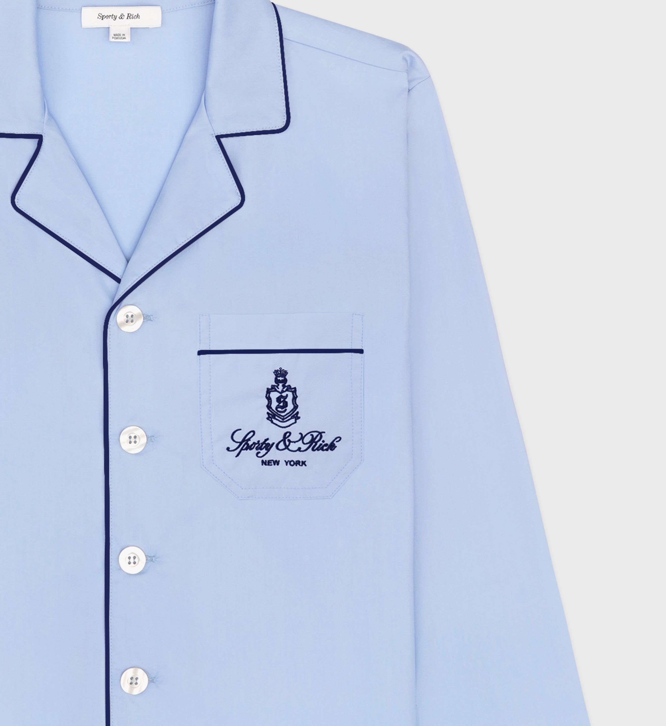 Vendome Pyjama Shirt - Ciel/Navy