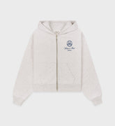 Vendome Resort Cropped Zip Hoodie - Heather Gray/Navy