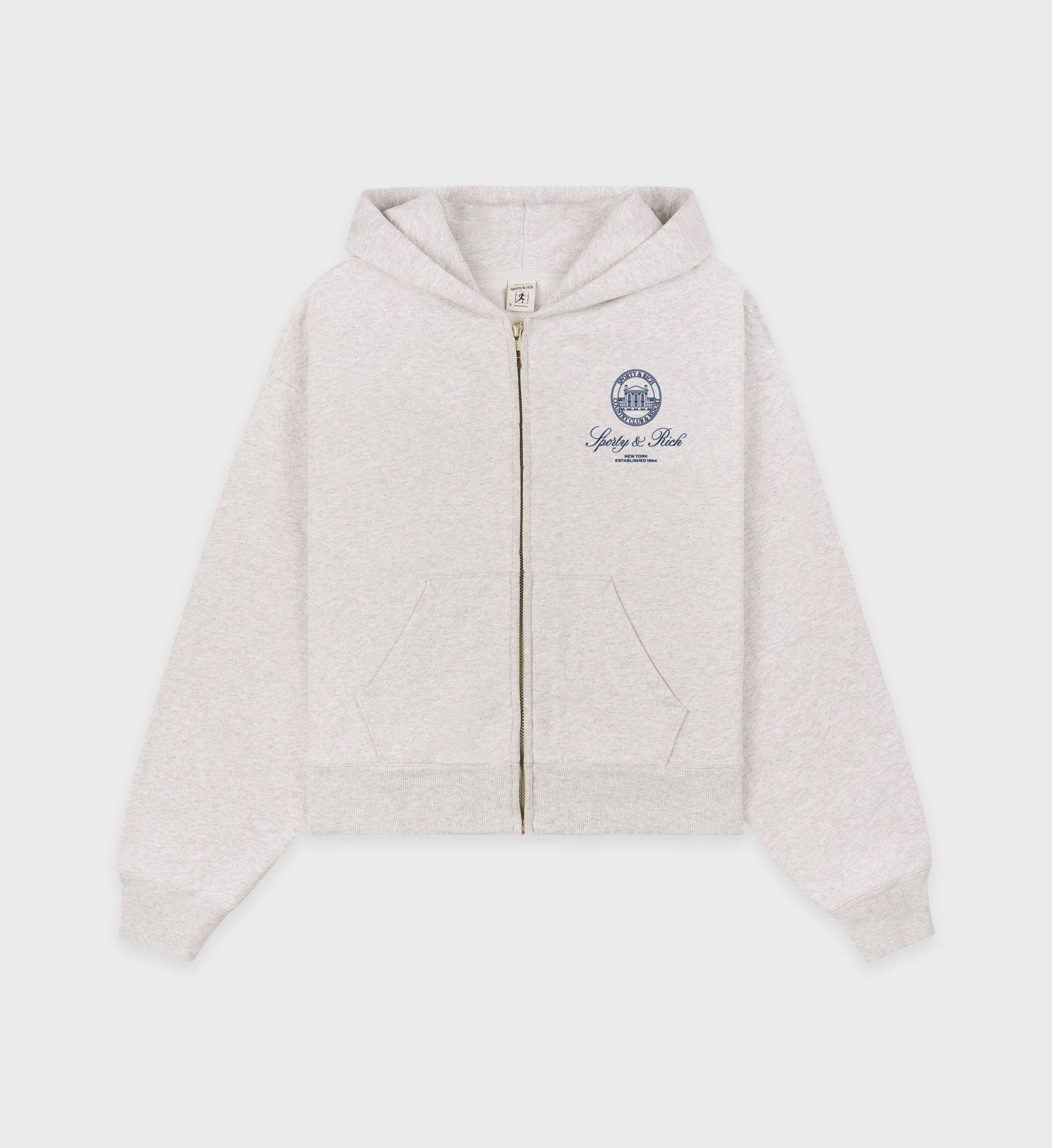 Vendome Resort Cropped Zip Hoodie - Heather Gray/Navy