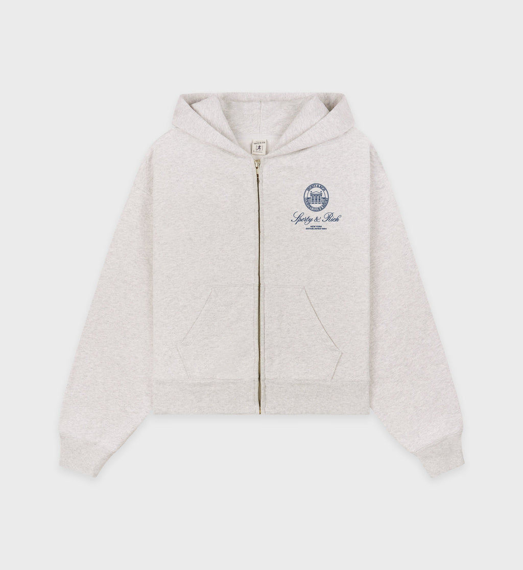Vendome Resort Cropped Zip Hoodie - Heather Gray/Navy