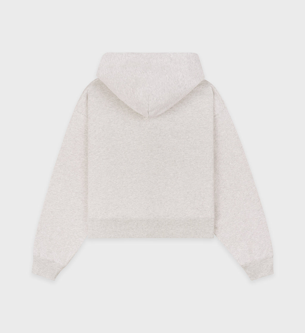 Vendome Resort Cropped Zip Hoodie - Heather Gray/Navy