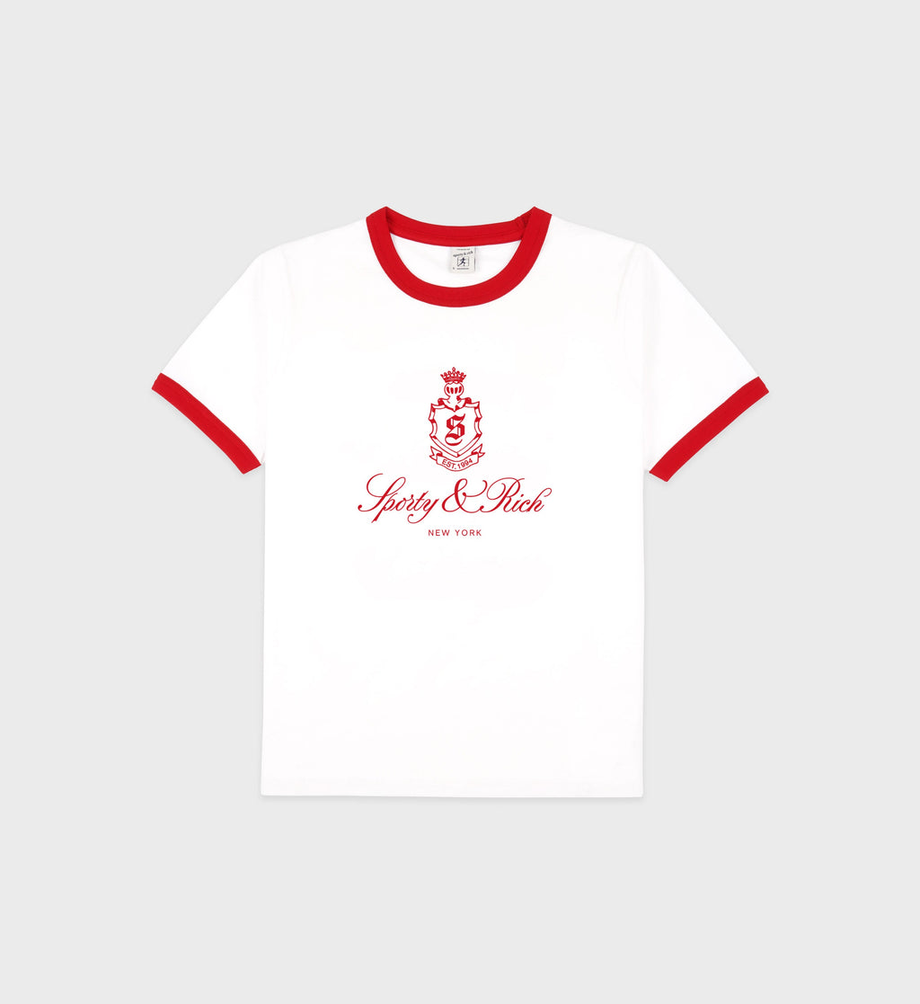 Vendome Ringer Tee - White/Fire red