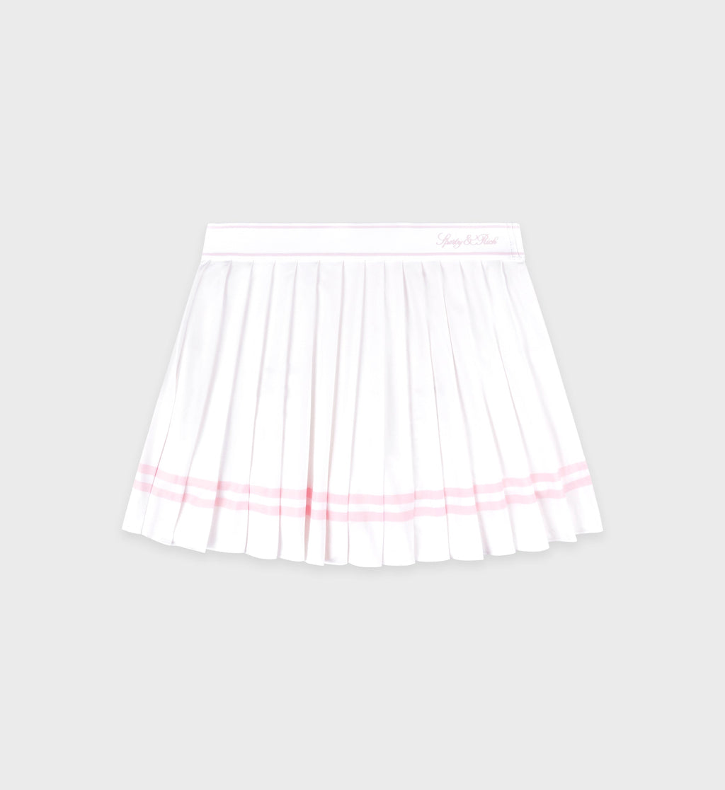 Vendome Script Pleated Skirt - White/Pink Dolphin