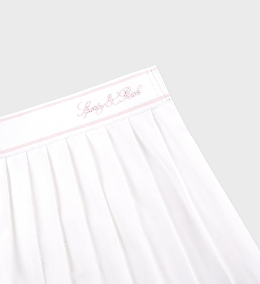 Vendome Script Pleated Skirt - White/Pink Dolphin