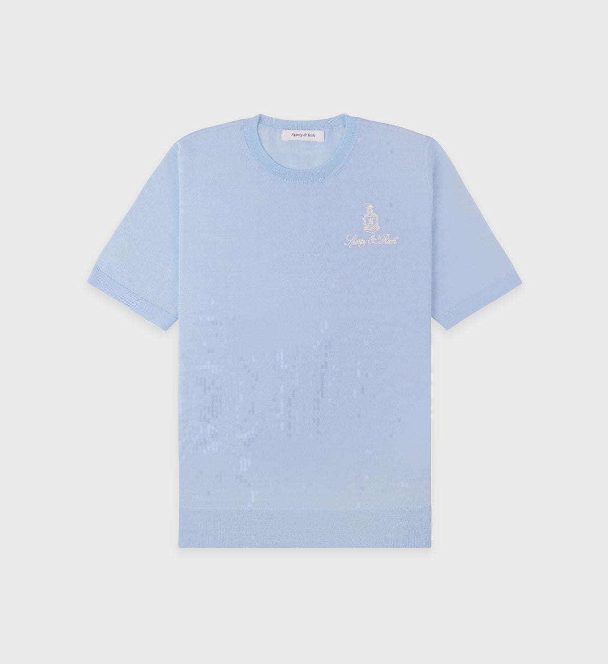 Vendome SS Merino Sweater - Ciel/White