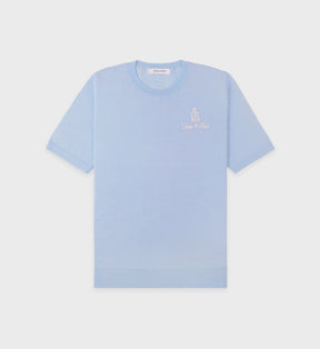 Vendome SS Merino Sweater - Ciel/White