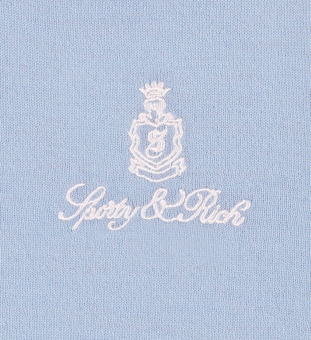 Vendome SS Merino Sweater - Ciel/White