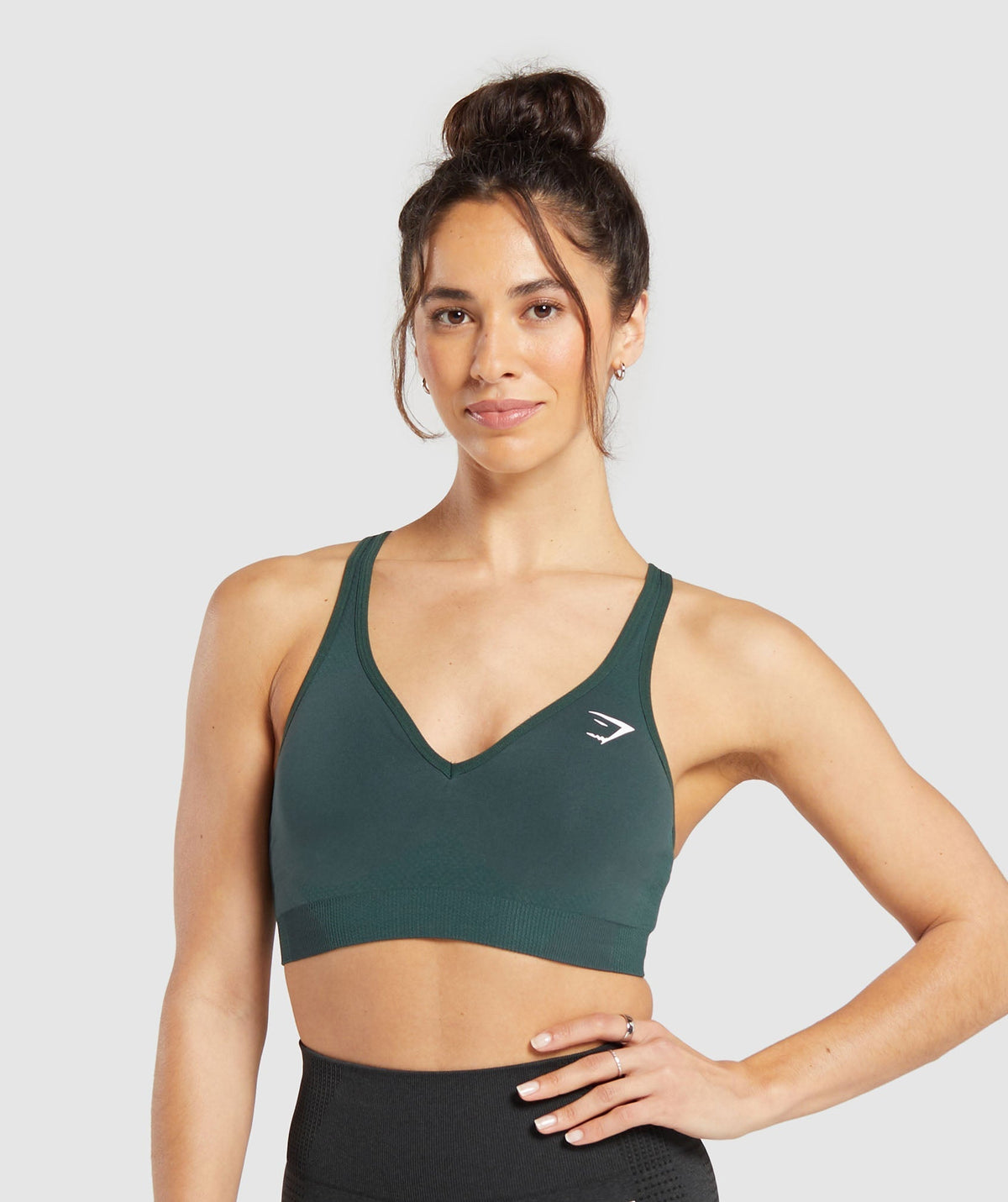 Gymshark Vital V Neck Sports Bra - Woodland Green Marl