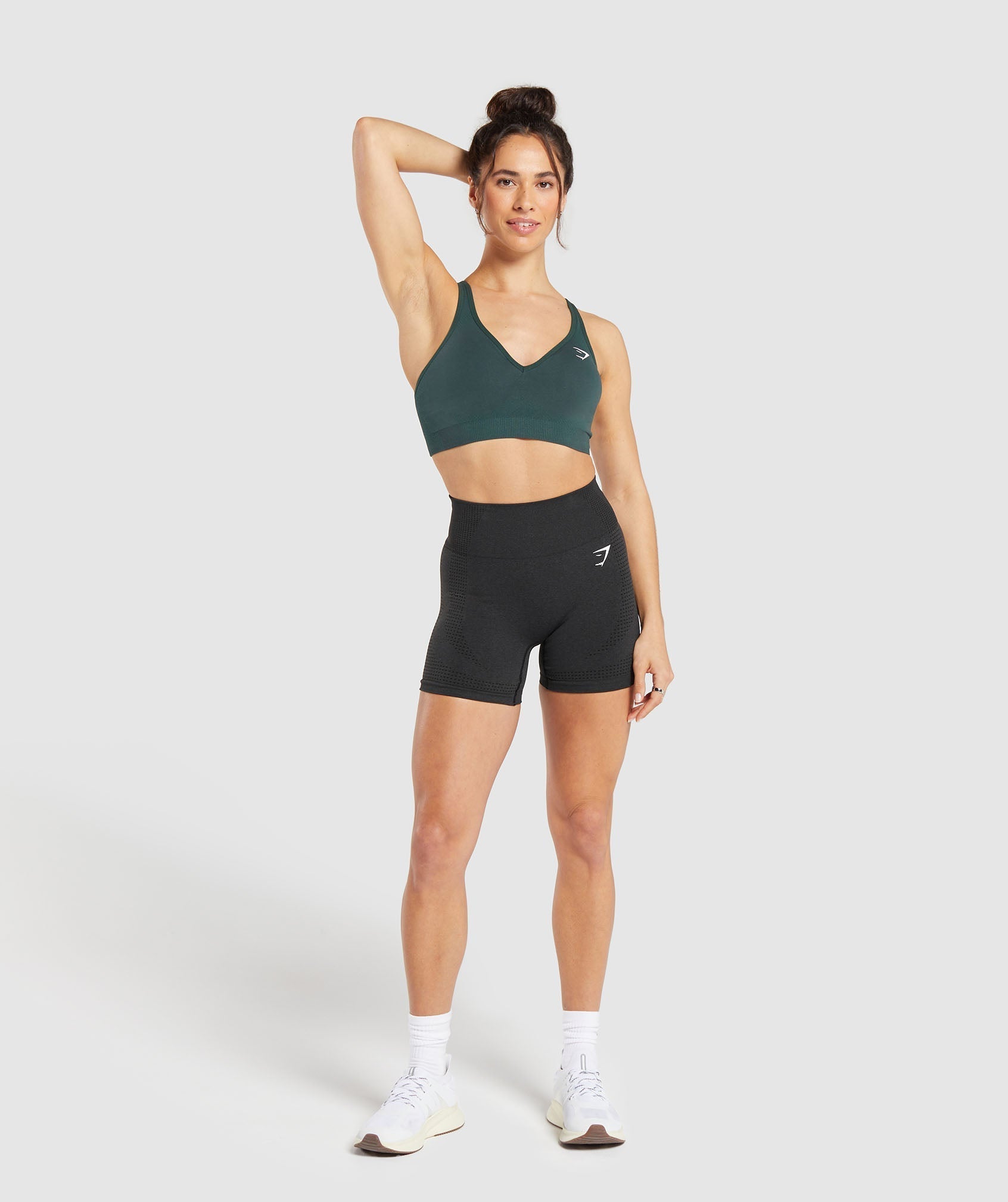 Gymshark Vital V Neck Sports Bra - Woodland Green Marl