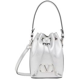 Valentino Garavani Silver Mini VLogo Signature Bucket Bag