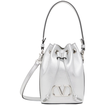 Valentino Garavani Silver Mini VLogo Signature Bucket Bag
