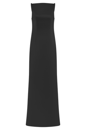 Violet Sleeveless Satin Maxi Dress - Black