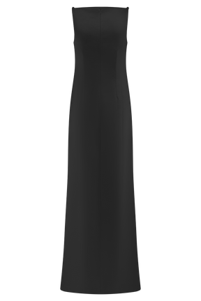 Violet Sleeveless Satin Maxi Dress - Black