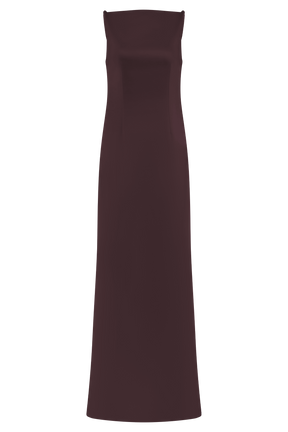 Violet Sleeveless Satin Maxi Dress - Dark Chocolate