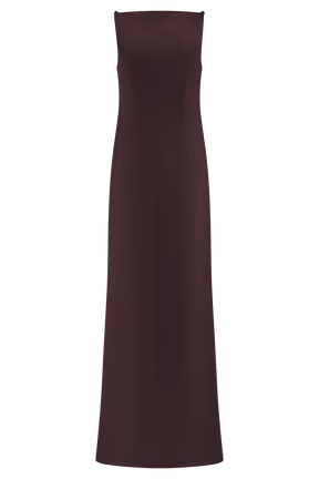 Violet Sleeveless Satin Maxi Dress - Dark Chocolate
