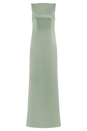 Violet Sleeveless Satin Maxi Dress - Sage